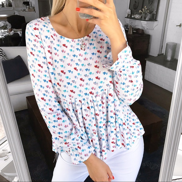 ❤️ JANE AND DELANCEY HEART RUFFLE LONG SLEEVE TOP! - Picture 2 of 12